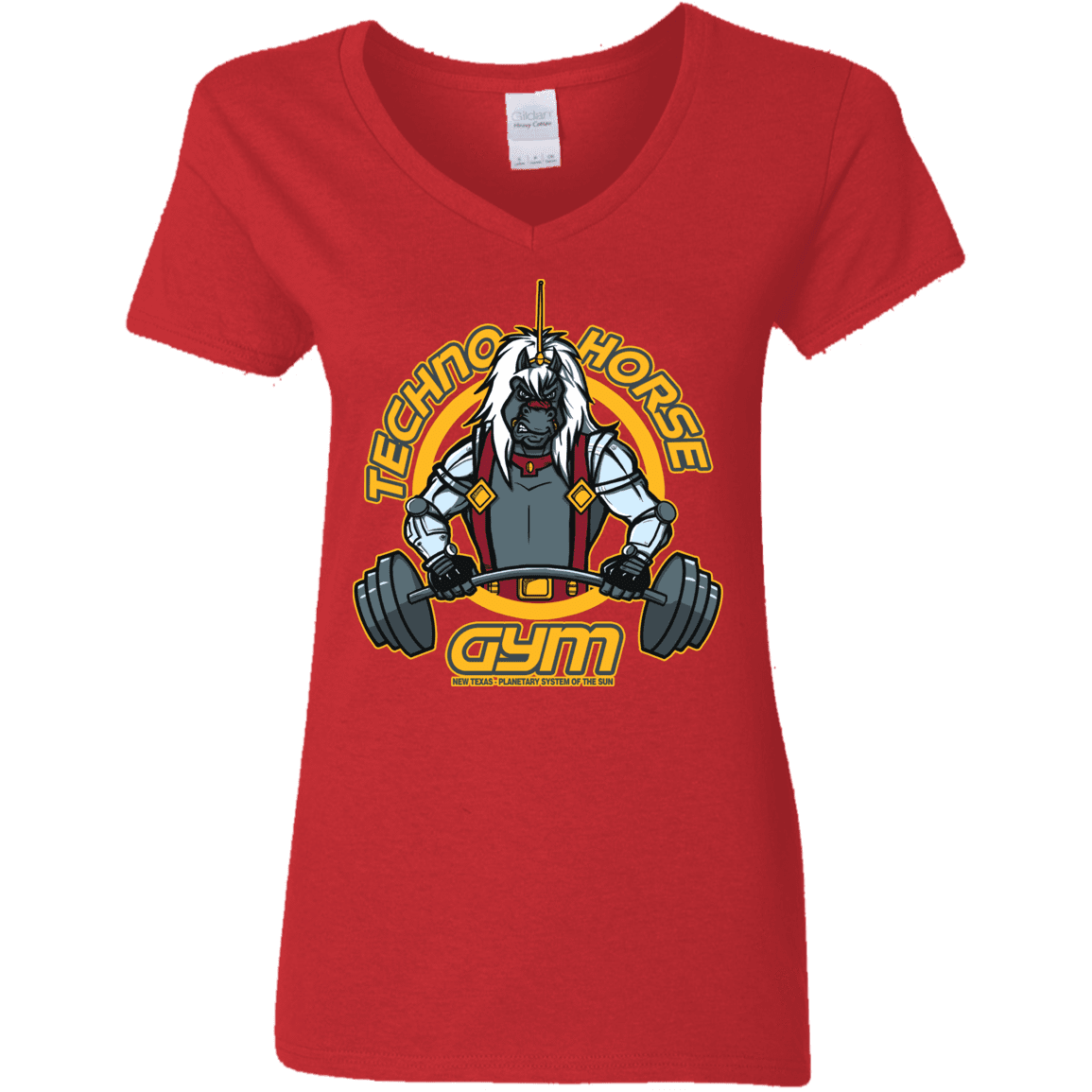 T-Shirts Red / S Techno Horse Gym Women's V-Neck T-Shirt