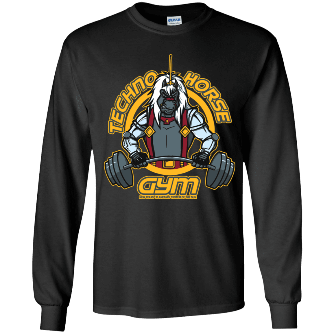 T-Shirts Black / YS Techno Horse Gym Youth Long Sleeve T-Shirt