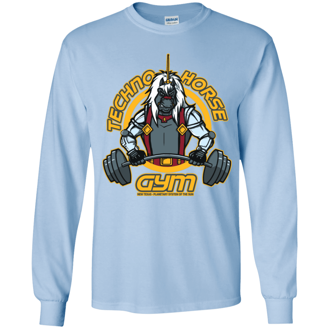T-Shirts Light Blue / YS Techno Horse Gym Youth Long Sleeve T-Shirt
