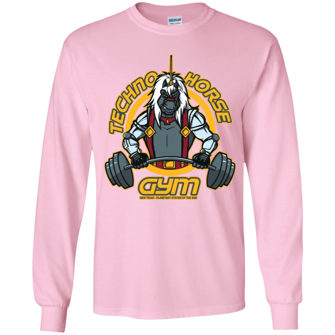 T-Shirts Light Pink / YS Techno Horse Gym Youth Long Sleeve T-Shirt