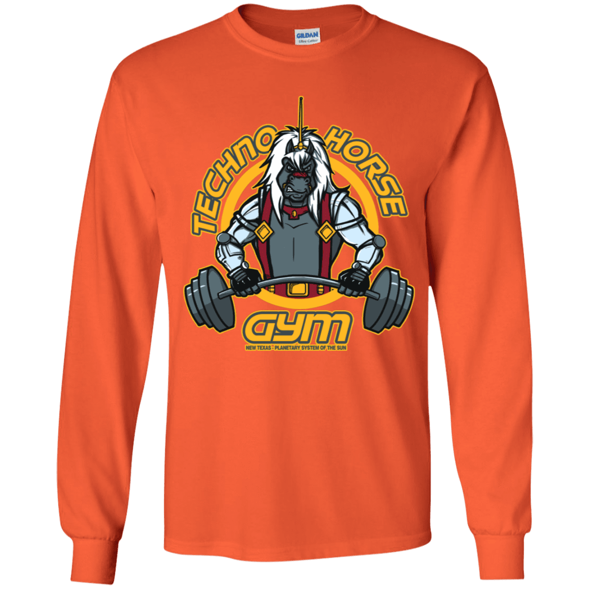 T-Shirts Orange / YS Techno Horse Gym Youth Long Sleeve T-Shirt