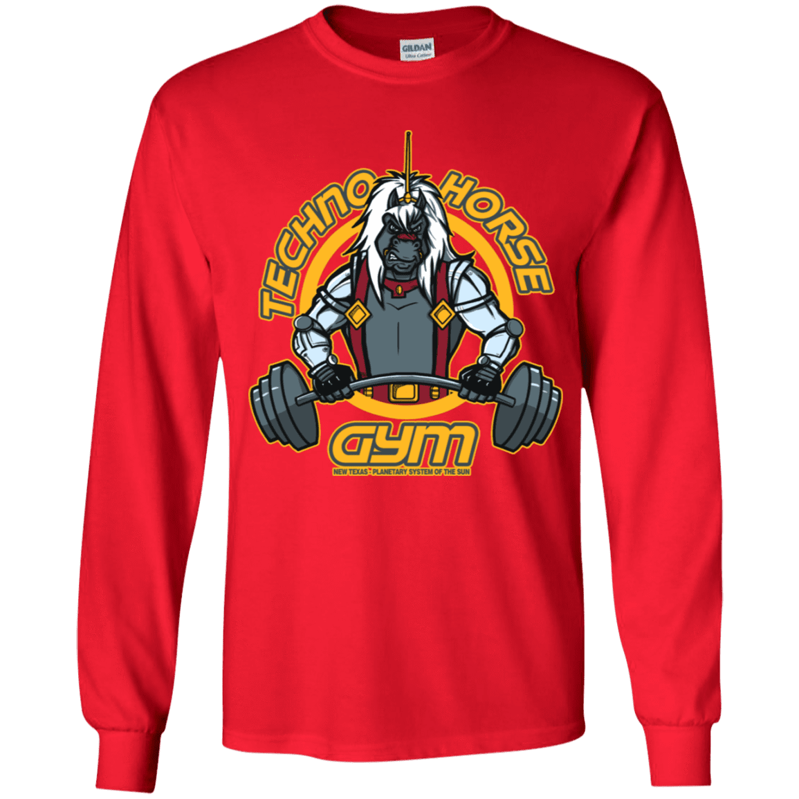 T-Shirts Red / YS Techno Horse Gym Youth Long Sleeve T-Shirt