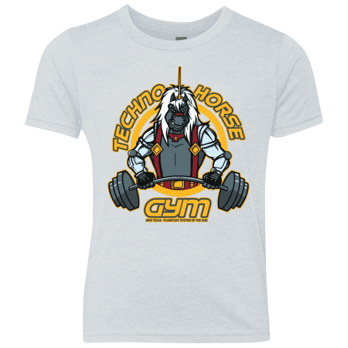 T-Shirts Heather White / YXS Techno Horse Gym Youth Triblend T-Shirt