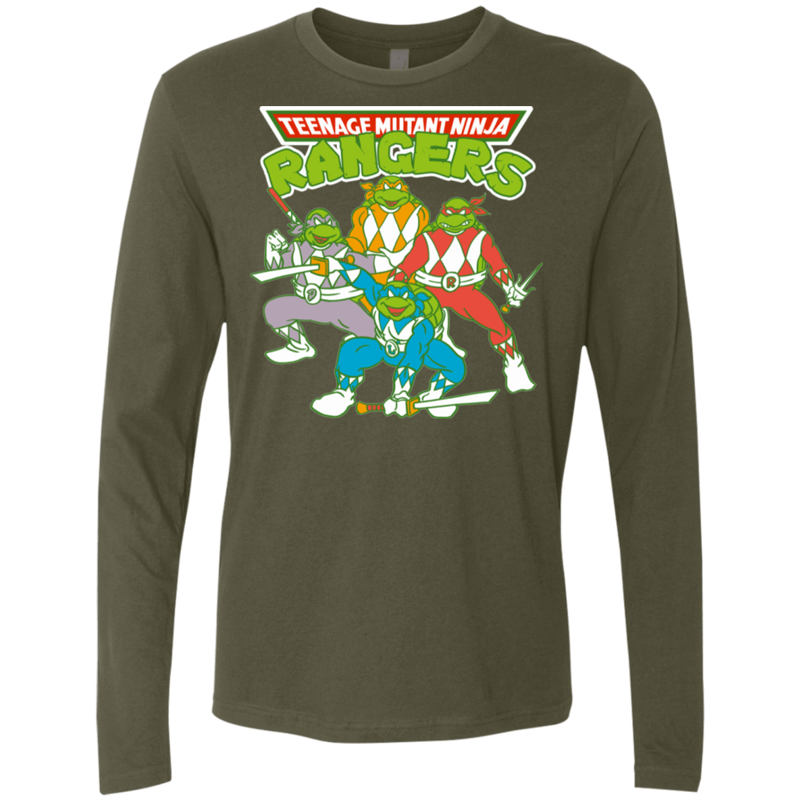 T-Shirts Military Green / S Teenage Mutant Ninja Rangers Men's Premium Long Sleeve