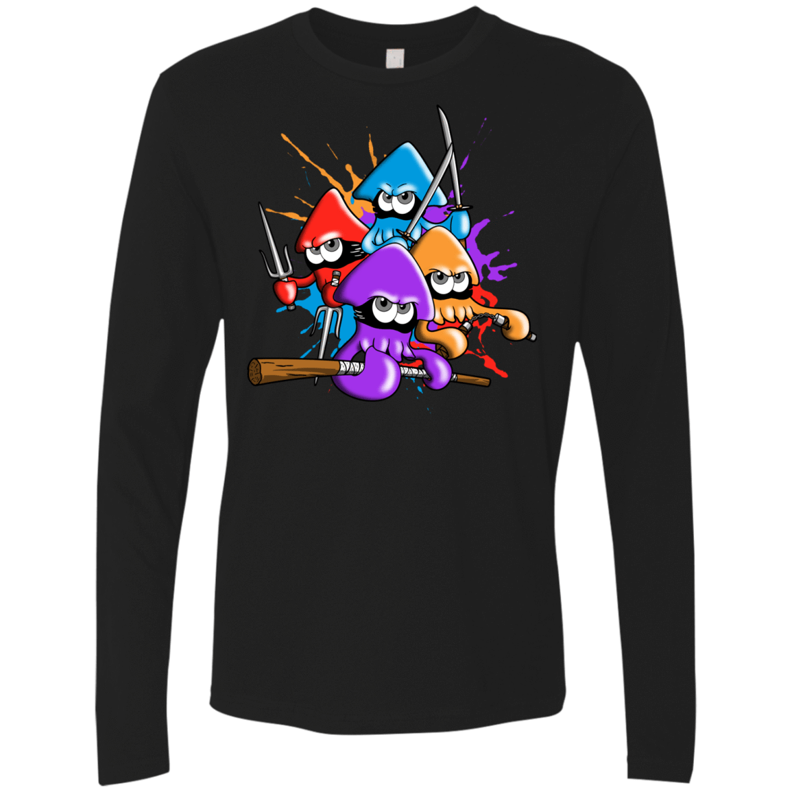 T-Shirts Black / S Teenage Mutant Ninja Squids Men's Premium Long Sleeve