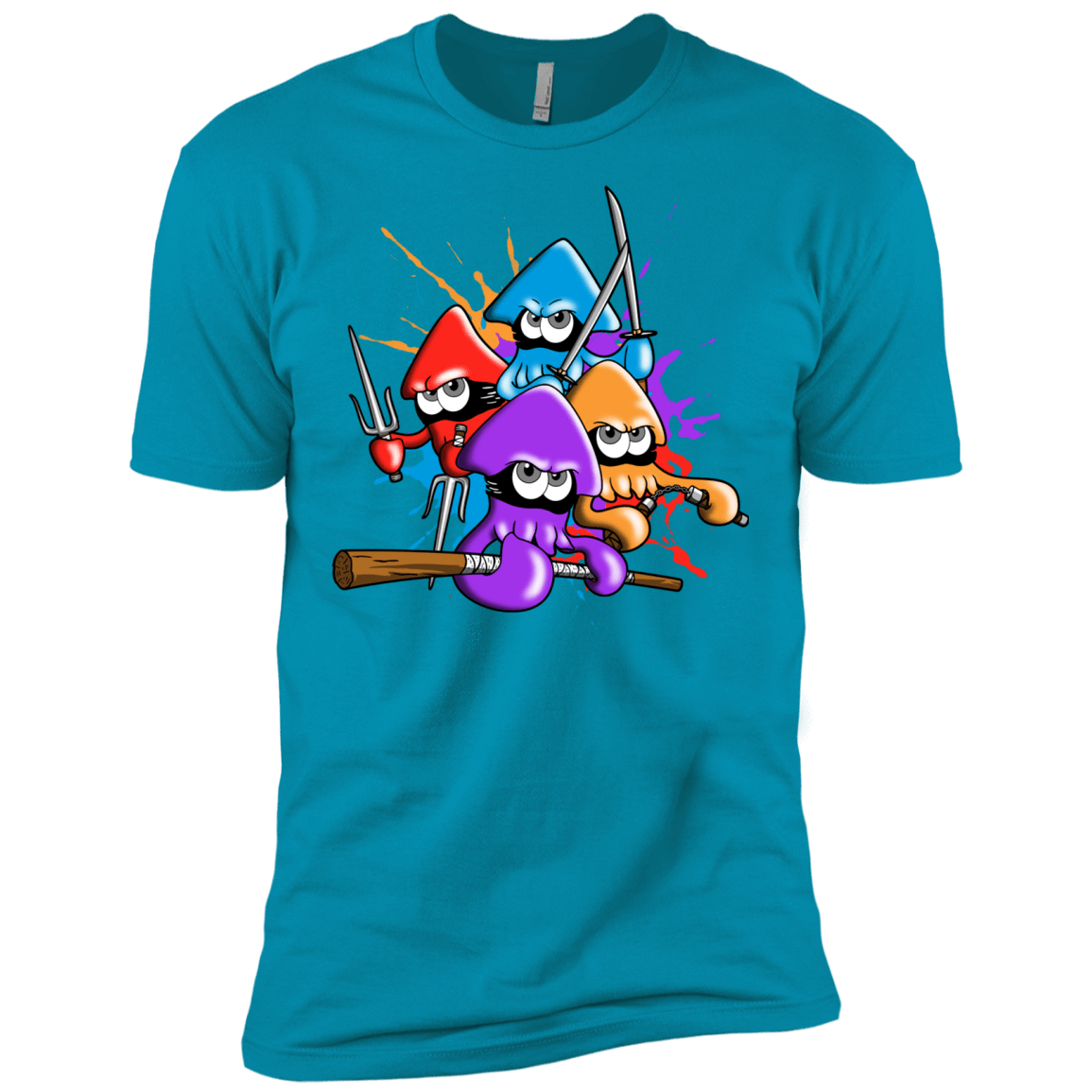 T-Shirts Turquoise / X-Small Teenage Mutant Ninja Squids Men's Premium T-Shirt