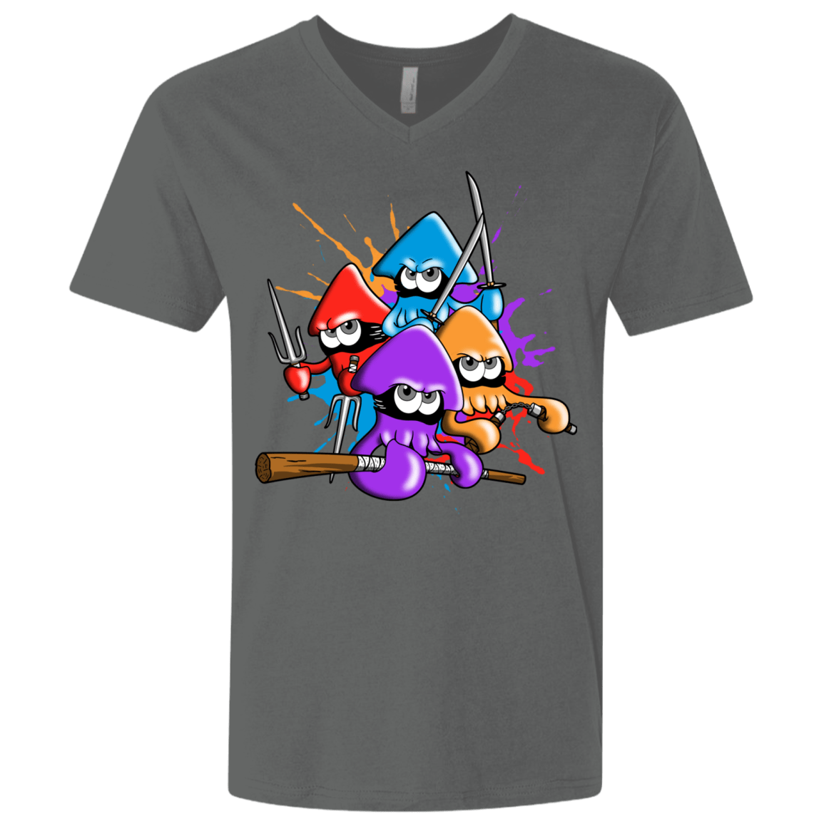 T-Shirts Heavy Metal / X-Small Teenage Mutant Ninja Squids Men's Premium V-Neck
