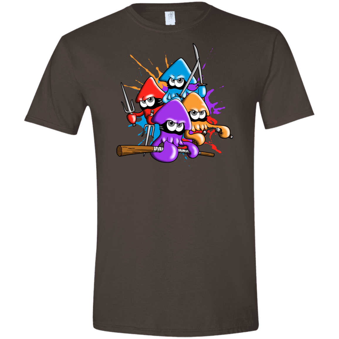 T-Shirts Dark Chocolate / S Teenage Mutant Ninja Squids Men's Semi-Fitted Softstyle