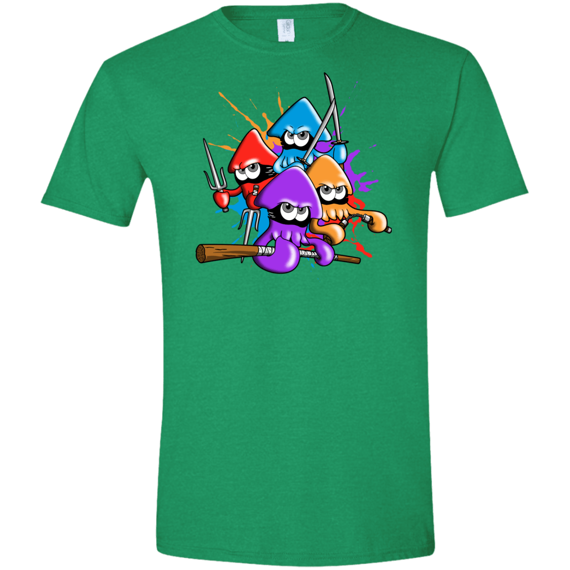T-Shirts Heather Irish Green / S Teenage Mutant Ninja Squids Men's Semi-Fitted Softstyle
