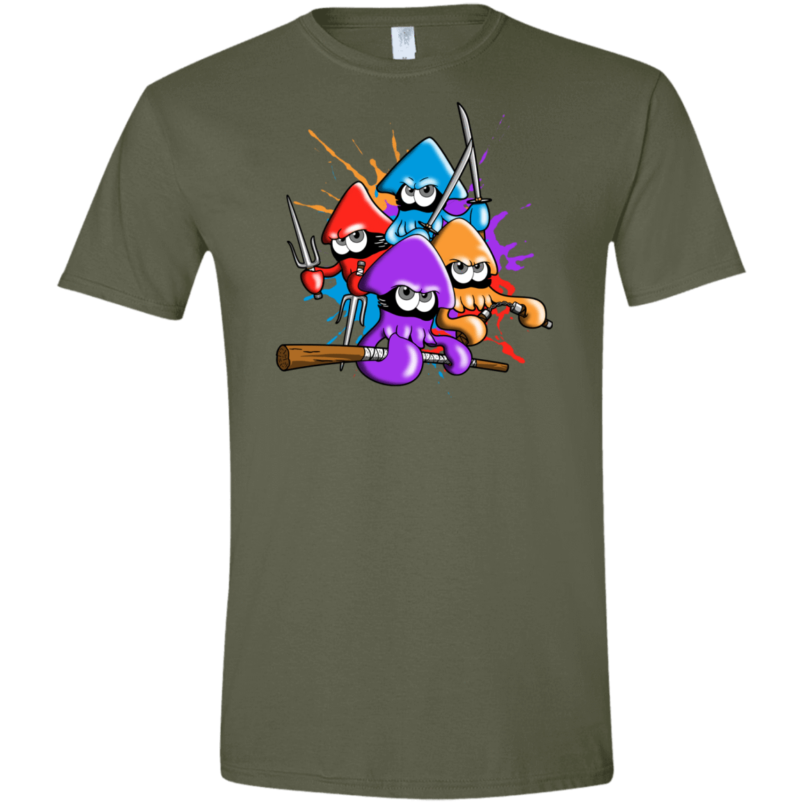 T-Shirts Military Green / S Teenage Mutant Ninja Squids Men's Semi-Fitted Softstyle