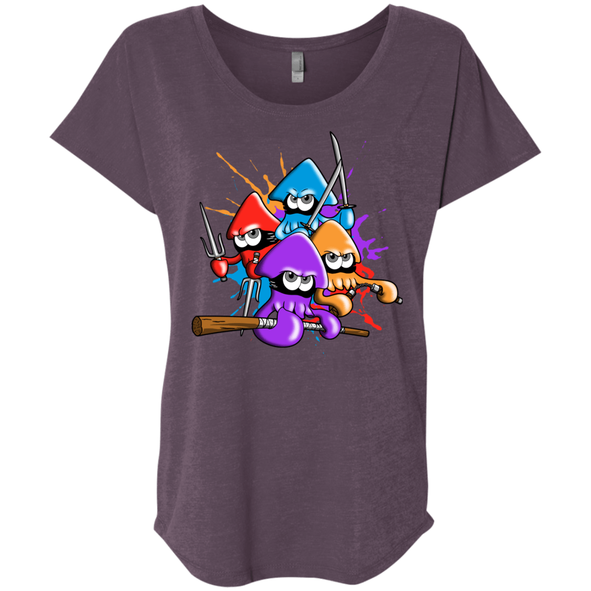 T-Shirts Vintage Purple / X-Small Teenage Mutant Ninja Squids Triblend Dolman Sleeve