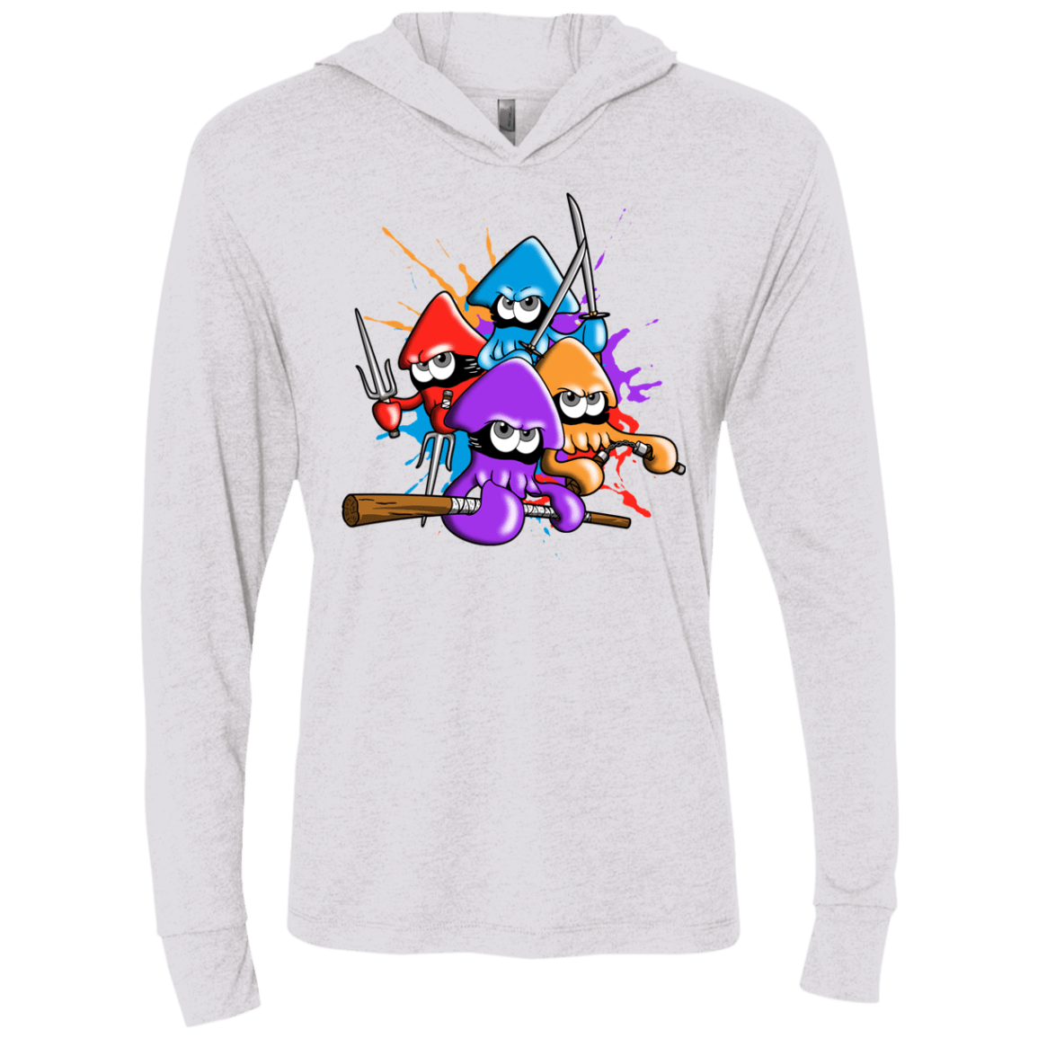 T-Shirts Heather White / X-Small Teenage Mutant Ninja Squids Triblend Long Sleeve Hoodie Tee