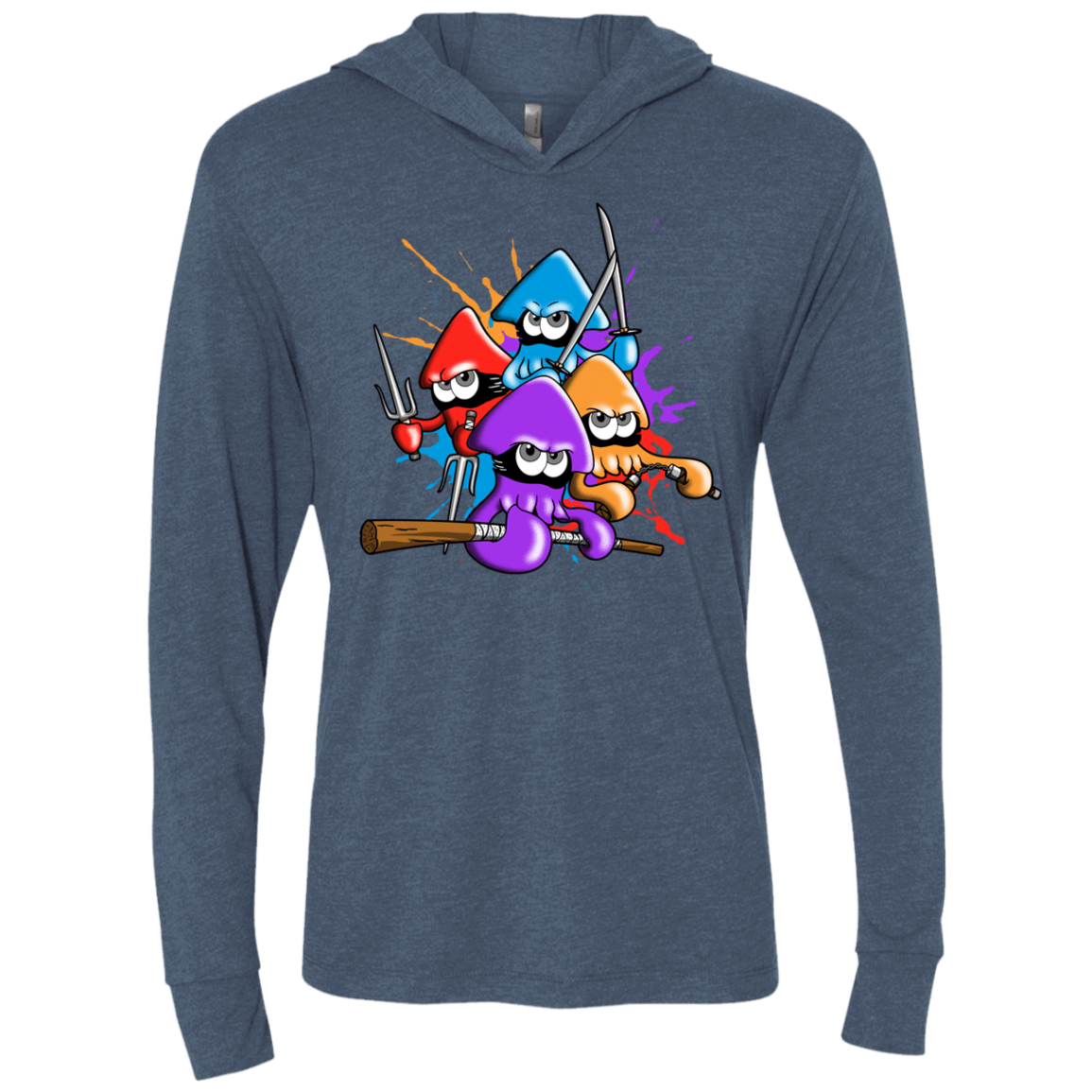 T-Shirts Indigo / X-Small Teenage Mutant Ninja Squids Triblend Long Sleeve Hoodie Tee