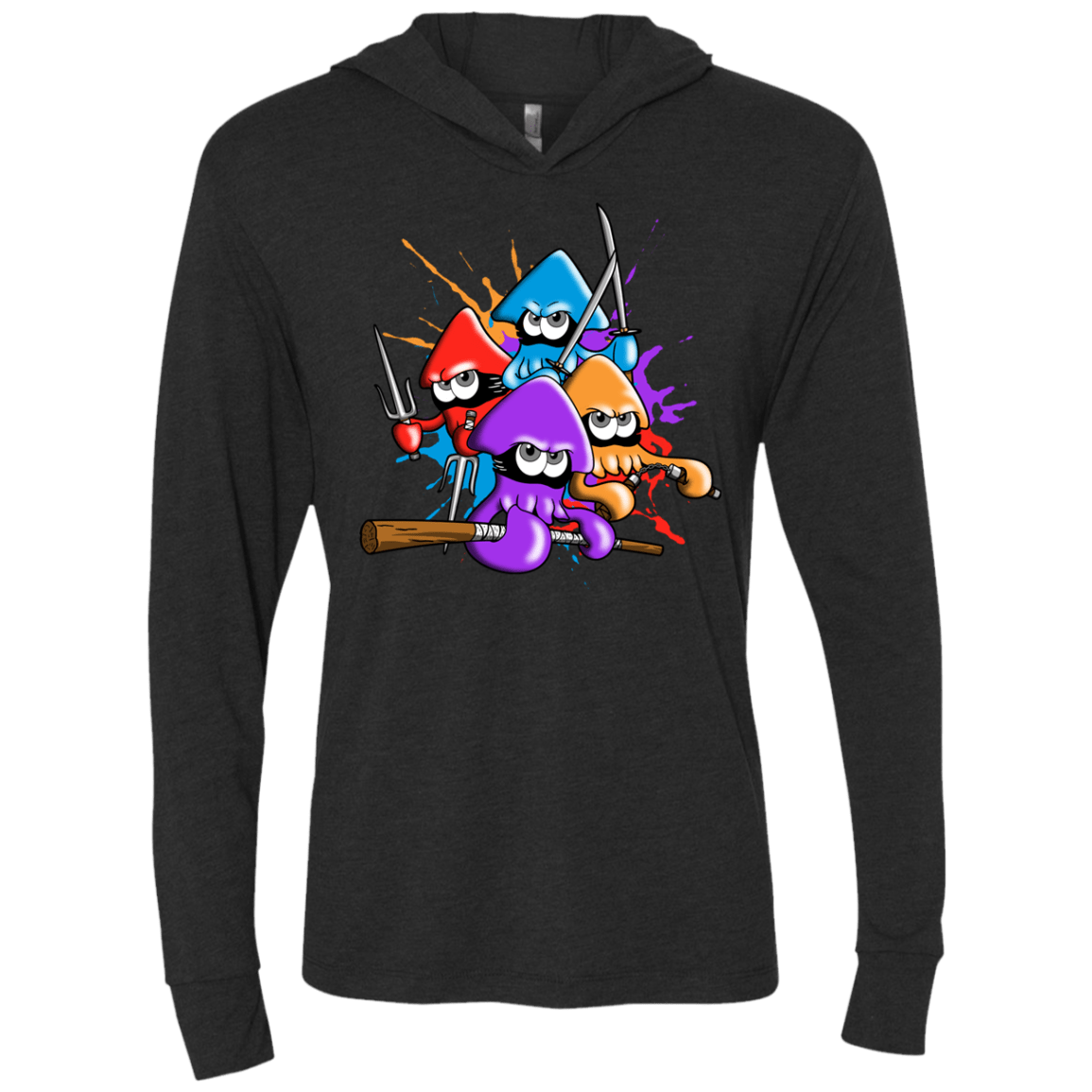 T-Shirts Vintage Black / X-Small Teenage Mutant Ninja Squids Triblend Long Sleeve Hoodie Tee