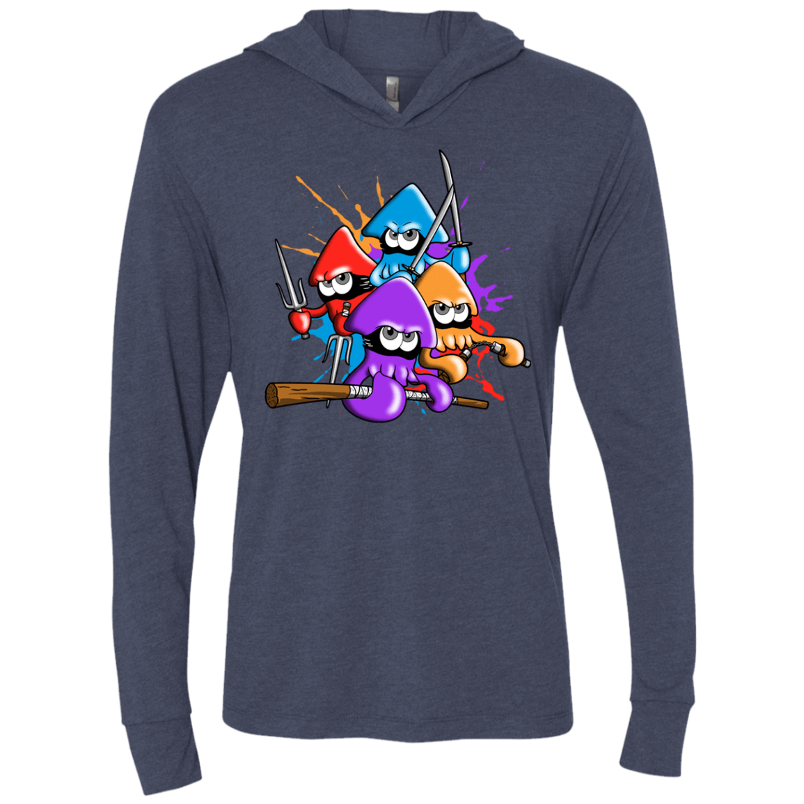T-Shirts Vintage Navy / X-Small Teenage Mutant Ninja Squids Triblend Long Sleeve Hoodie Tee