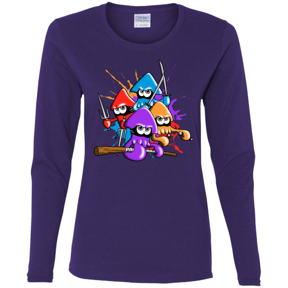 T-Shirts Purple / S Teenage Mutant Ninja Squids Women's Long Sleeve T-Shirt