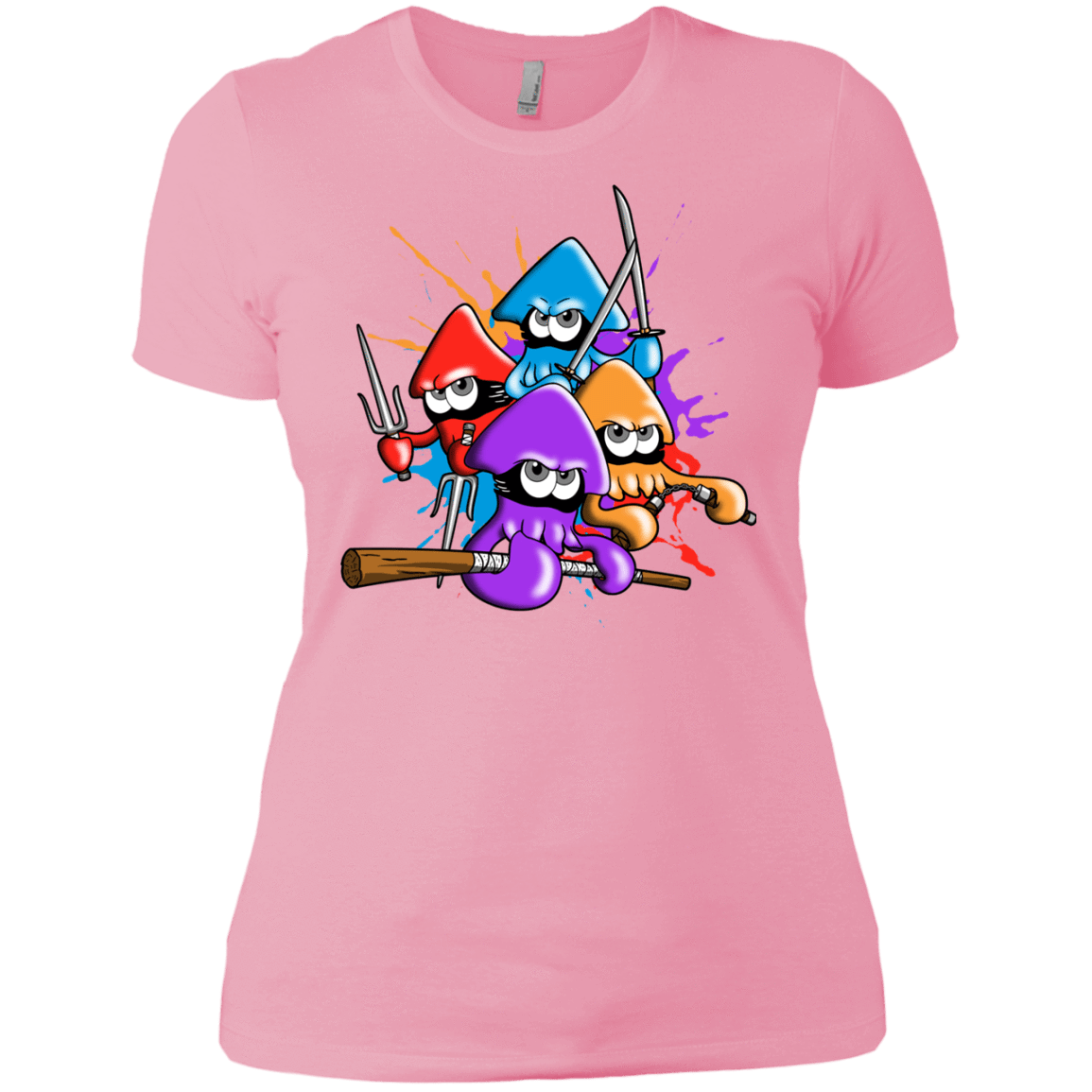 T-Shirts Light Pink / X-Small Teenage Mutant Ninja Squids Women's Premium T-Shirt