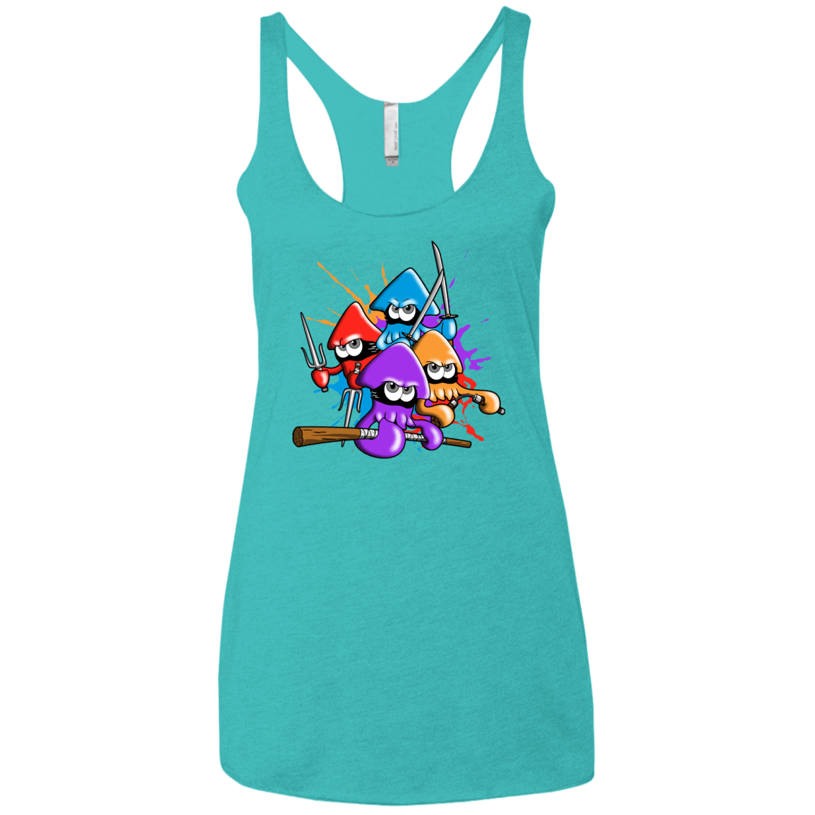 T-Shirts Tahiti Blue / X-Small Teenage Mutant Ninja Squids Women's Triblend Racerback Tank