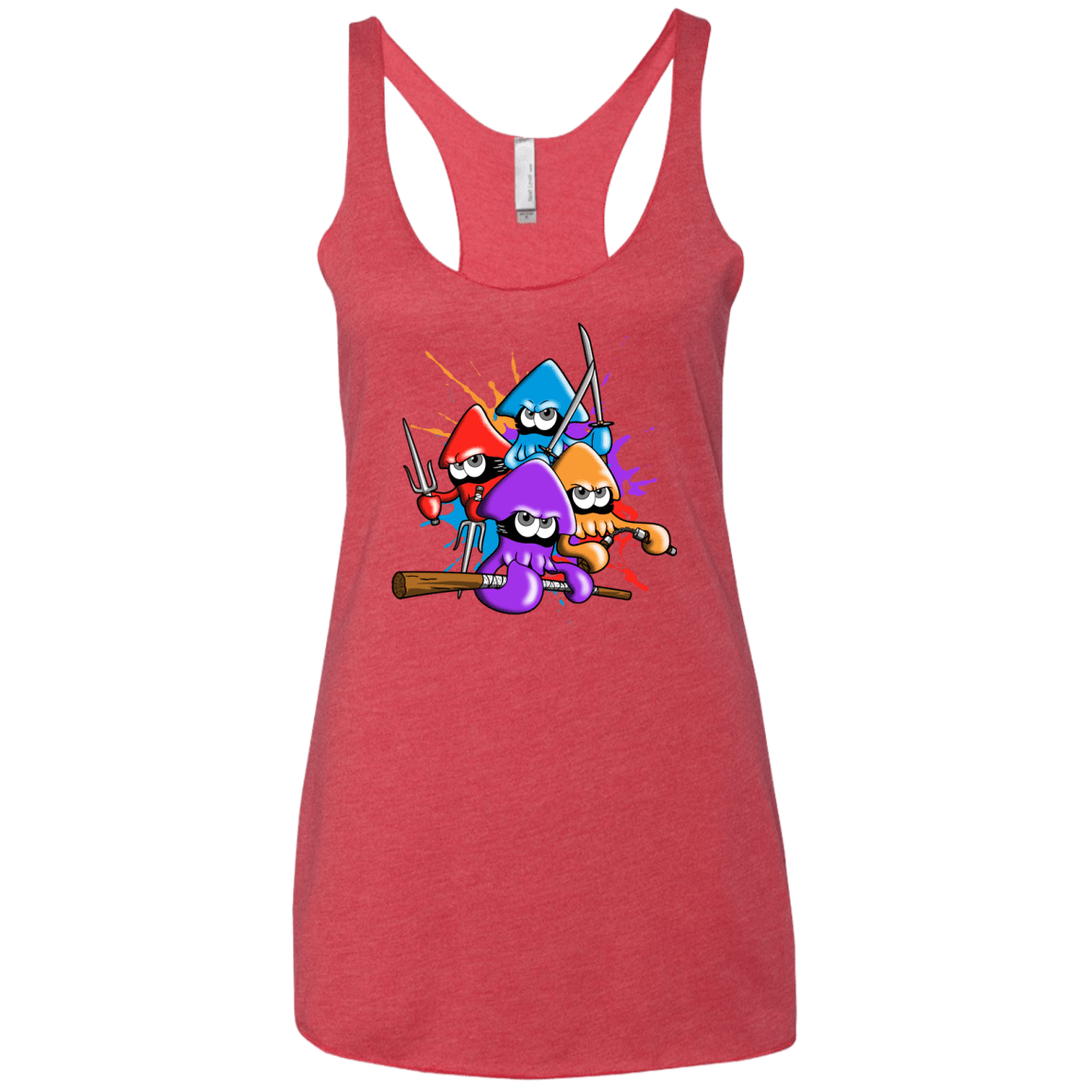 T-Shirts Vintage Red / X-Small Teenage Mutant Ninja Squids Women's Triblend Racerback Tank