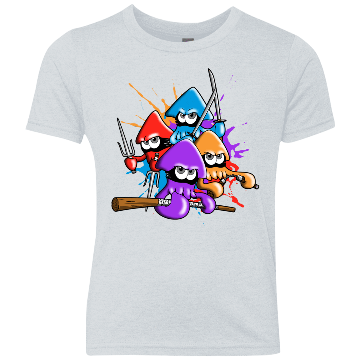 T-Shirts Heather White / YXS Teenage Mutant Ninja Squids Youth Triblend T-Shirt