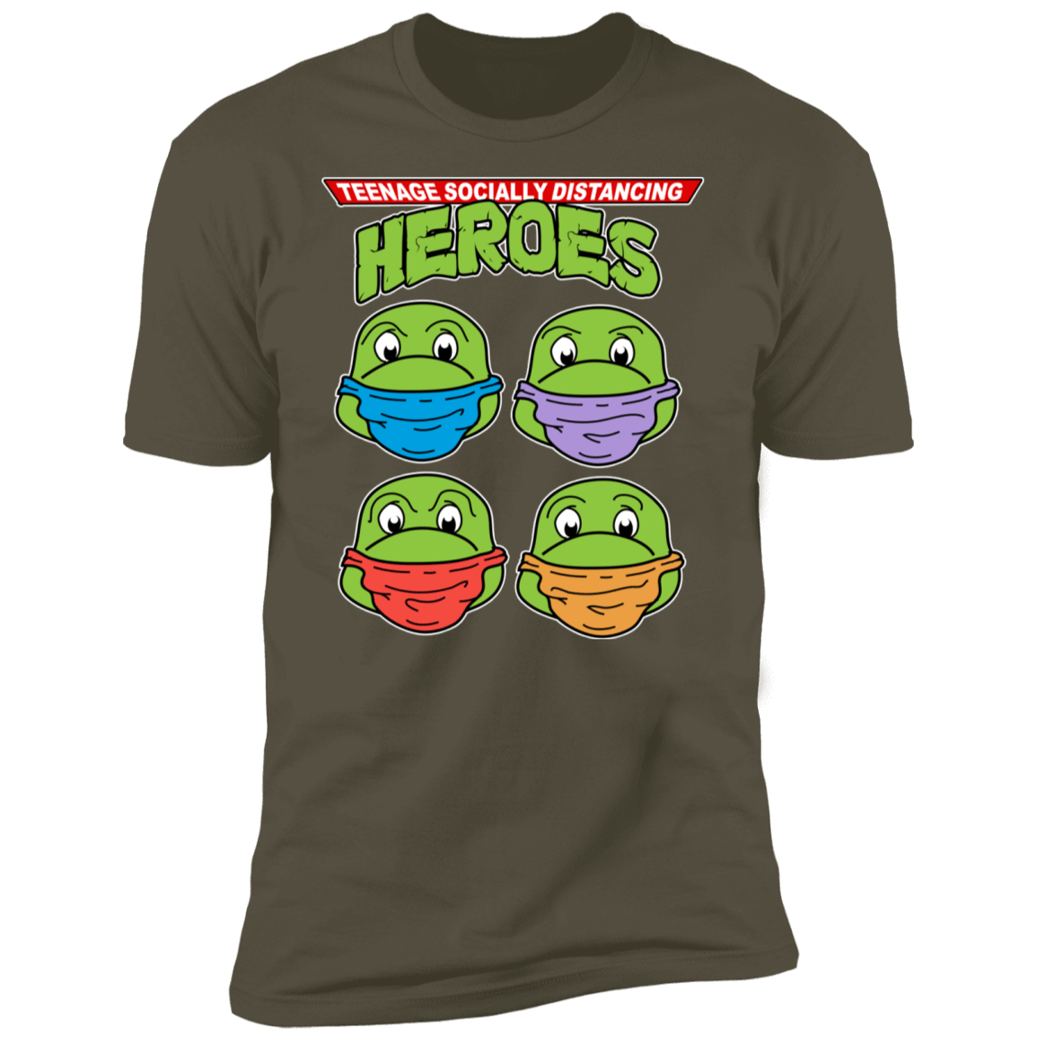 T-Shirts Military Green / S Teenage Socially Distancing Heroes Men's Premium T-Shirt