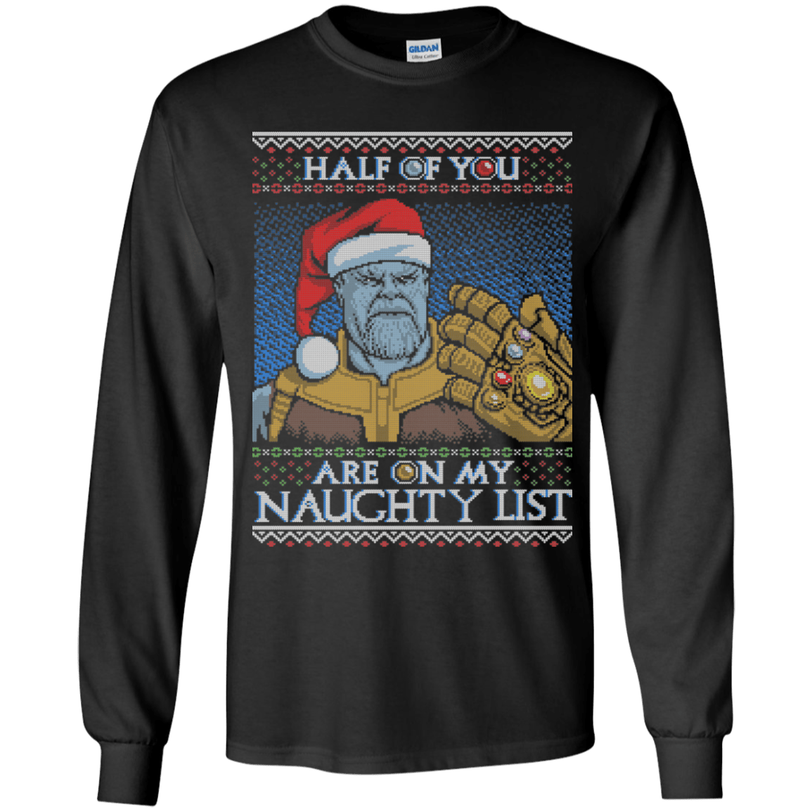 T-Shirts Black / YS Thanos Naughty List Youth Long Sleeve T-Shirt
