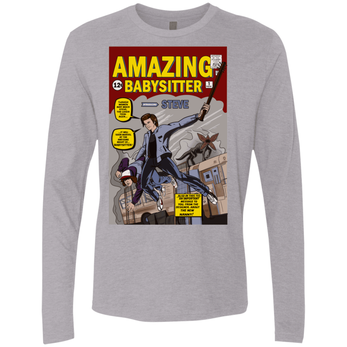 T-Shirts Heather Grey / S The Amazing Babysitter Men's Premium Long Sleeve