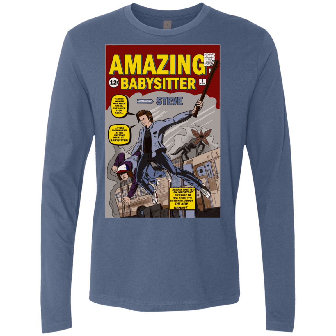 T-Shirts Indigo / S The Amazing Babysitter Men's Premium Long Sleeve