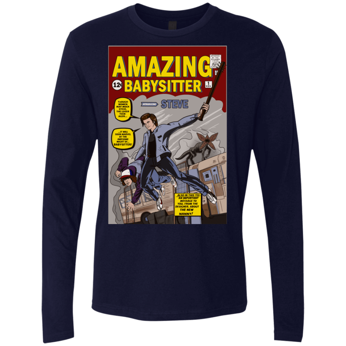 T-Shirts Midnight Navy / S The Amazing Babysitter Men's Premium Long Sleeve