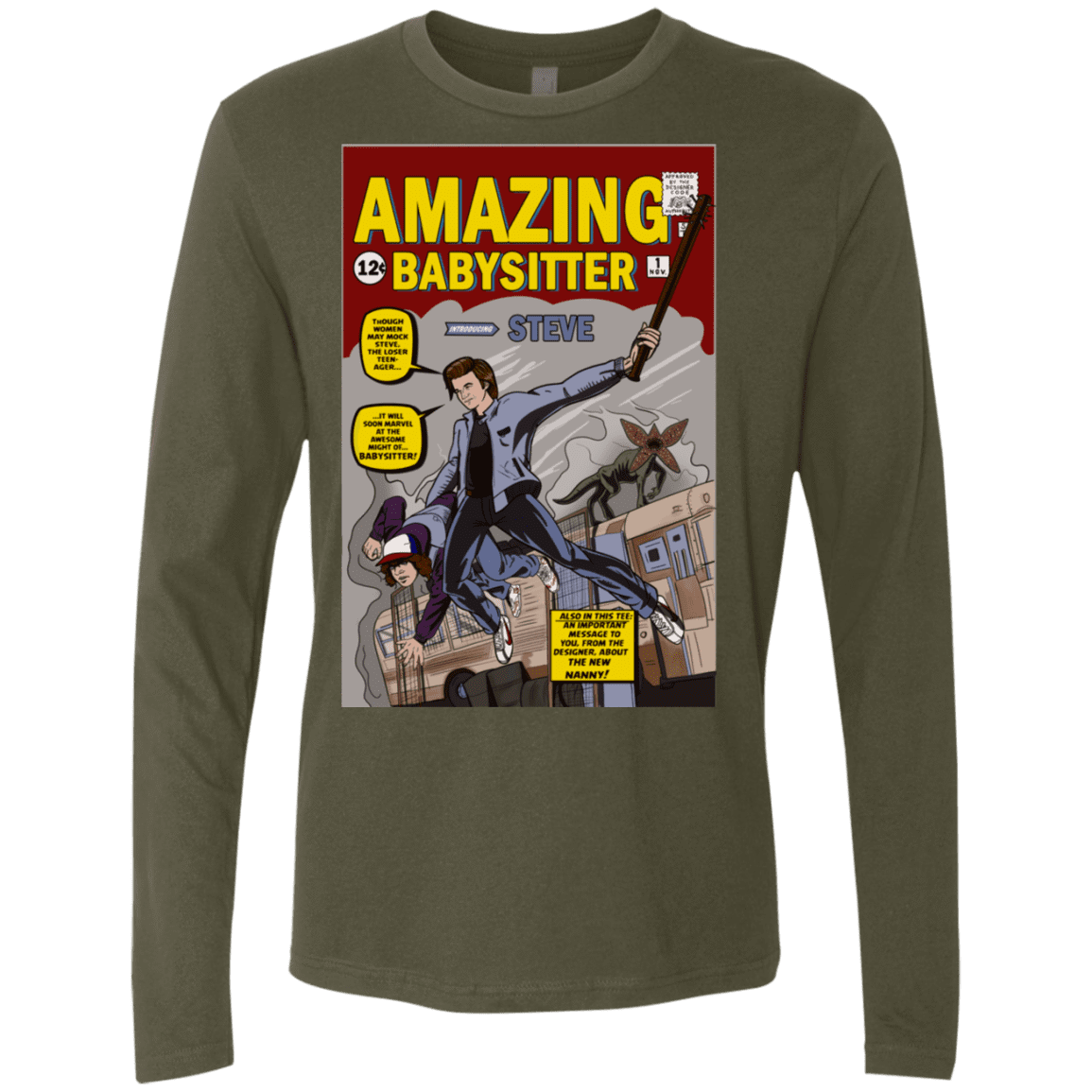 T-Shirts Military Green / S The Amazing Babysitter Men's Premium Long Sleeve