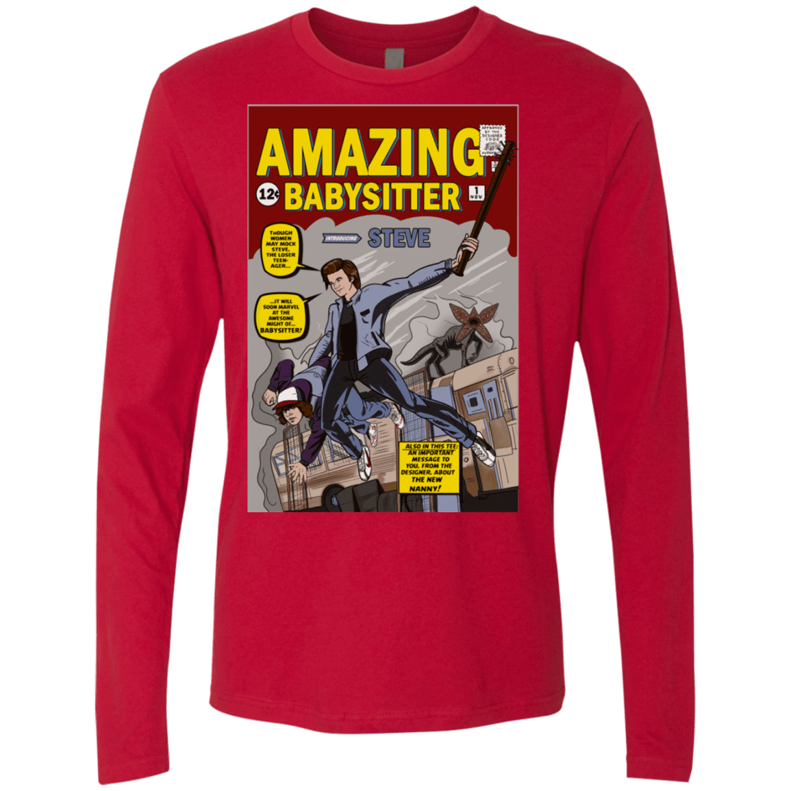 T-Shirts Red / S The Amazing Babysitter Men's Premium Long Sleeve