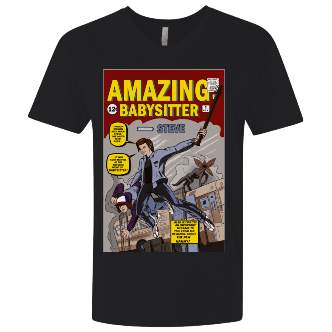 T-Shirts Black / X-Small The Amazing Babysitter Men's Premium V-Neck