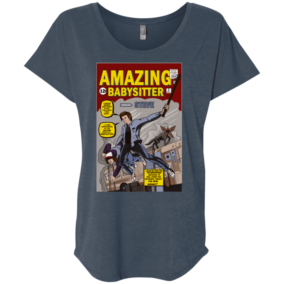 T-Shirts Indigo / X-Small The Amazing Babysitter Triblend Dolman Sleeve