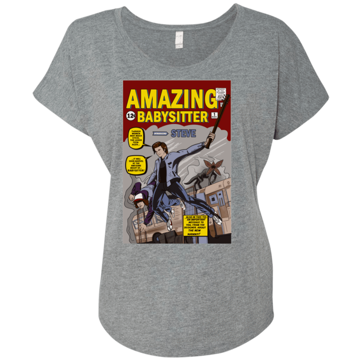 T-Shirts Premium Heather / X-Small The Amazing Babysitter Triblend Dolman Sleeve