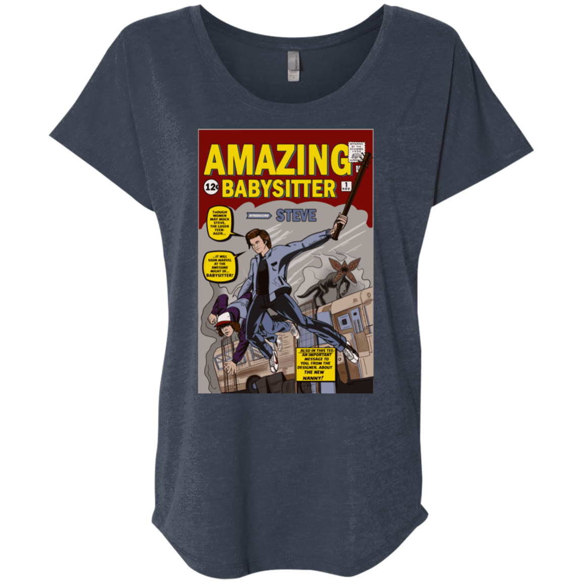 T-Shirts Vintage Navy / X-Small The Amazing Babysitter Triblend Dolman Sleeve