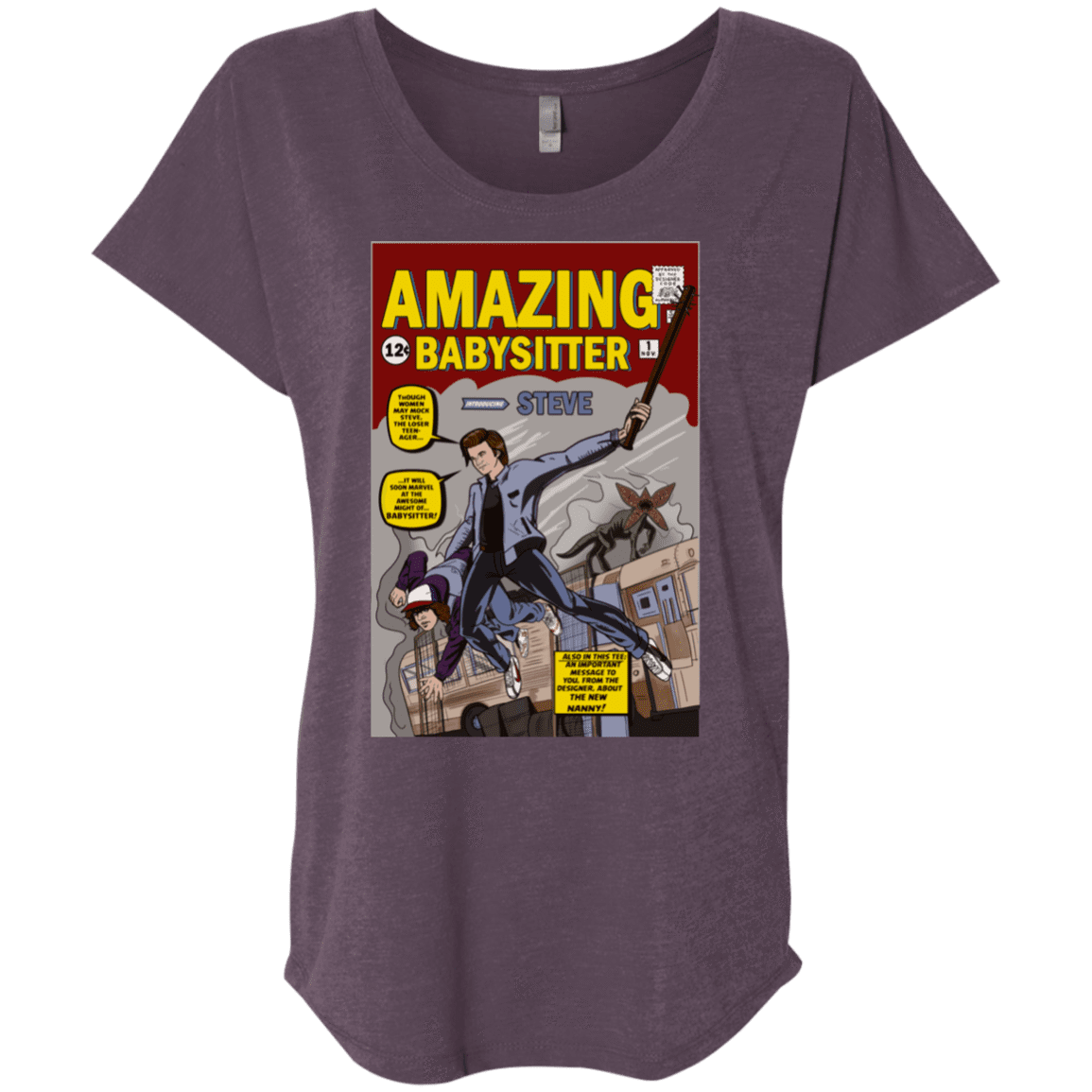 T-Shirts Vintage Purple / X-Small The Amazing Babysitter Triblend Dolman Sleeve