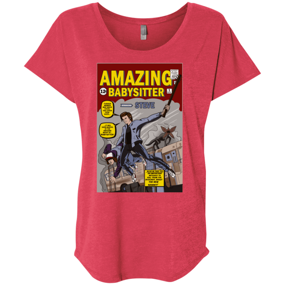 T-Shirts Vintage Red / X-Small The Amazing Babysitter Triblend Dolman Sleeve