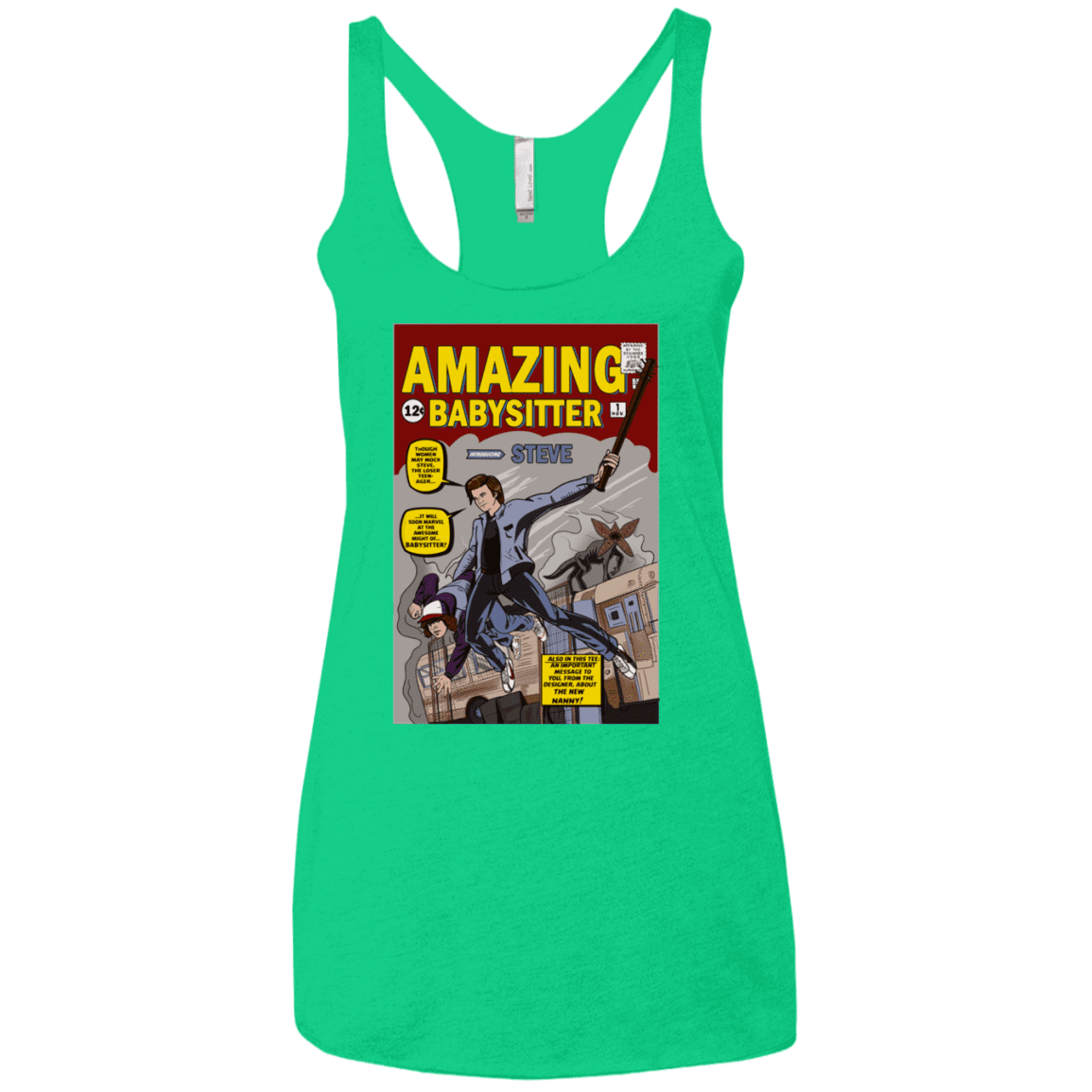 T-Shirts Envy / X-Small The Amazing Babysitter Women's Triblend Racerback Tank