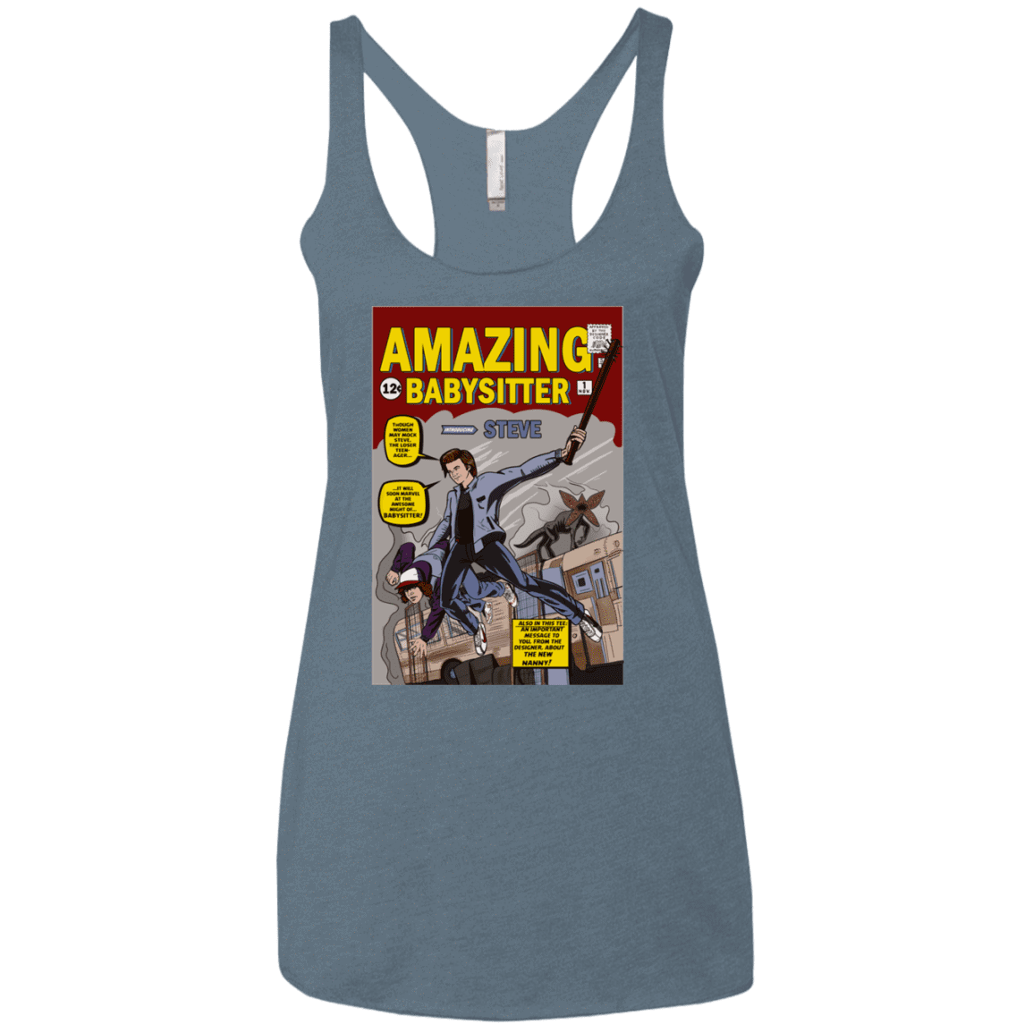 T-Shirts Indigo / X-Small The Amazing Babysitter Women's Triblend Racerback Tank