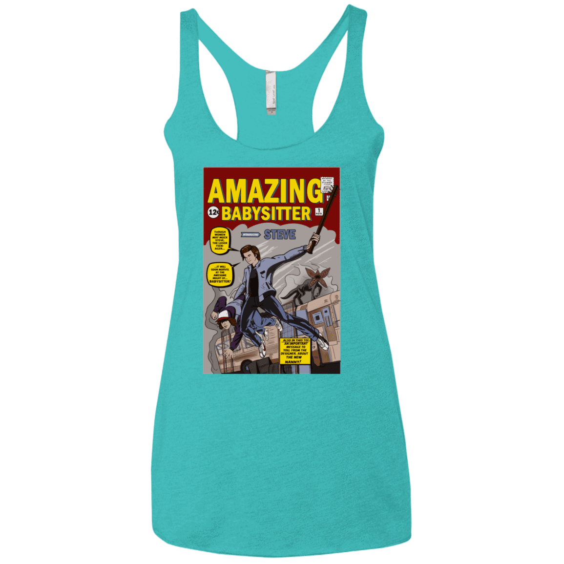 T-Shirts Tahiti Blue / X-Small The Amazing Babysitter Women's Triblend Racerback Tank