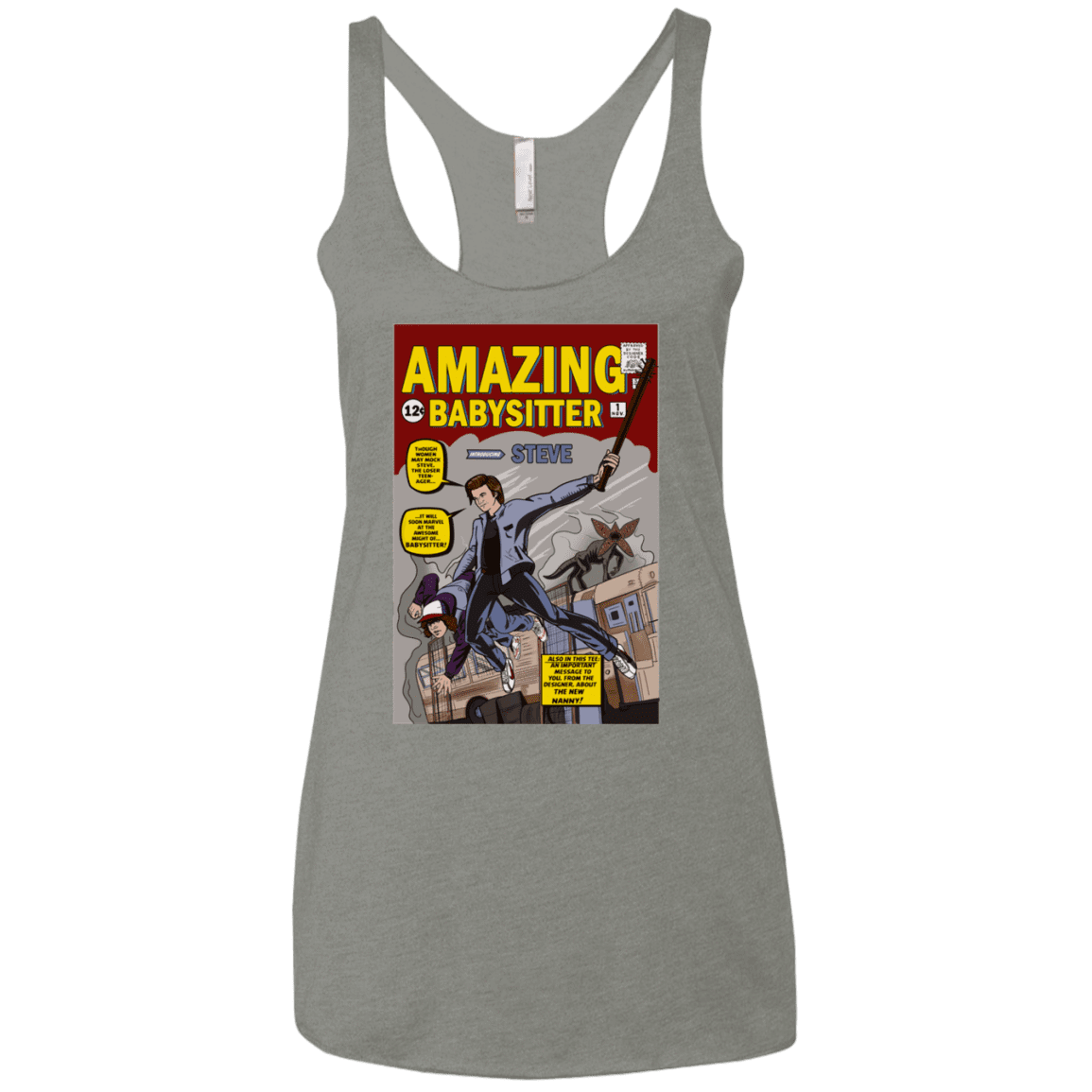 T-Shirts Venetian Grey / X-Small The Amazing Babysitter Women's Triblend Racerback Tank