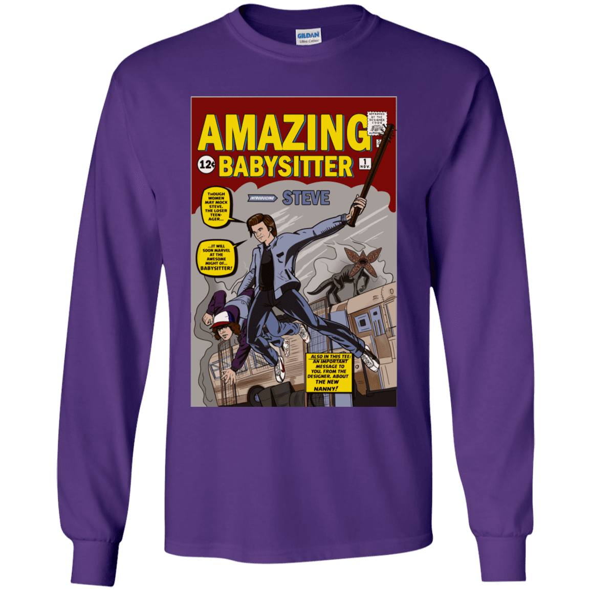 T-Shirts Purple / YS The Amazing Babysitter Youth Long Sleeve T-Shirt