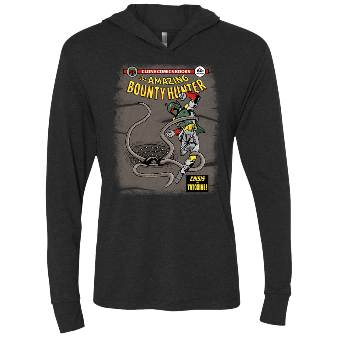 T-Shirts Vintage Black / X-Small The Amazing Bounty Hunter Triblend Long Sleeve Hoodie Tee