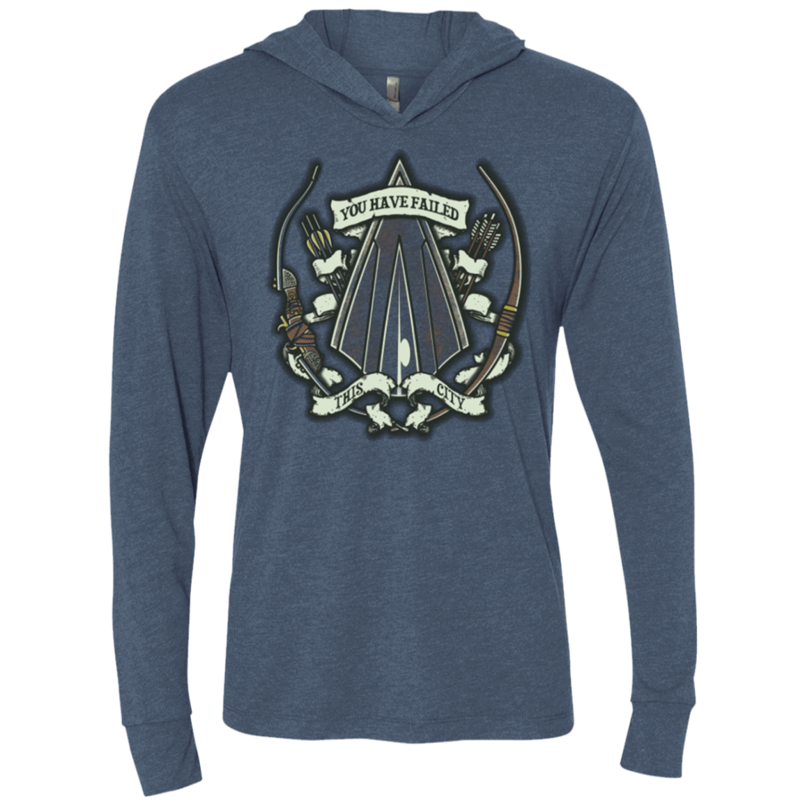 T-Shirts Indigo / X-Small The Arrow Crest Triblend Long Sleeve Hoodie Tee