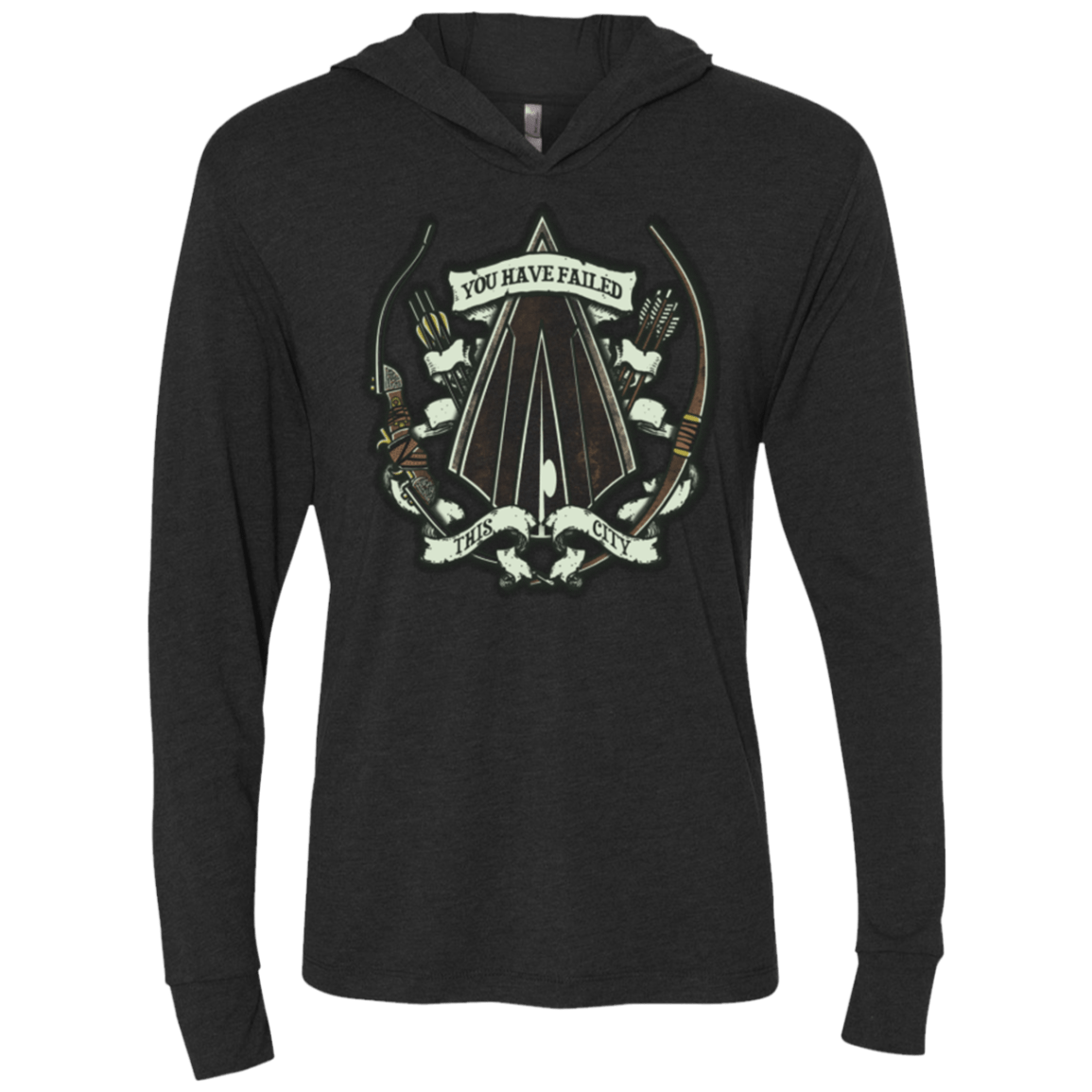 T-Shirts Vintage Black / X-Small The Arrow Crest Triblend Long Sleeve Hoodie Tee
