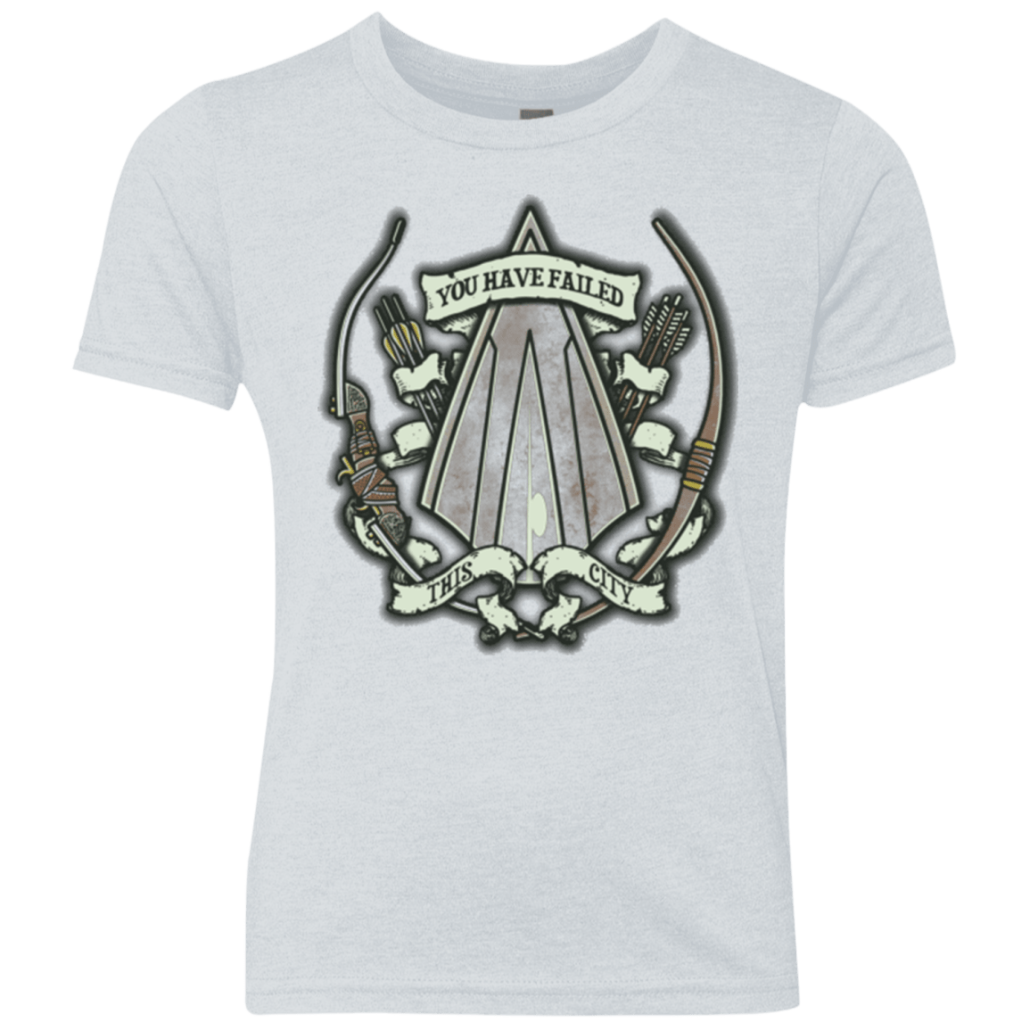 T-Shirts Heather White / YXS The Arrow Crest Youth Triblend T-Shirt