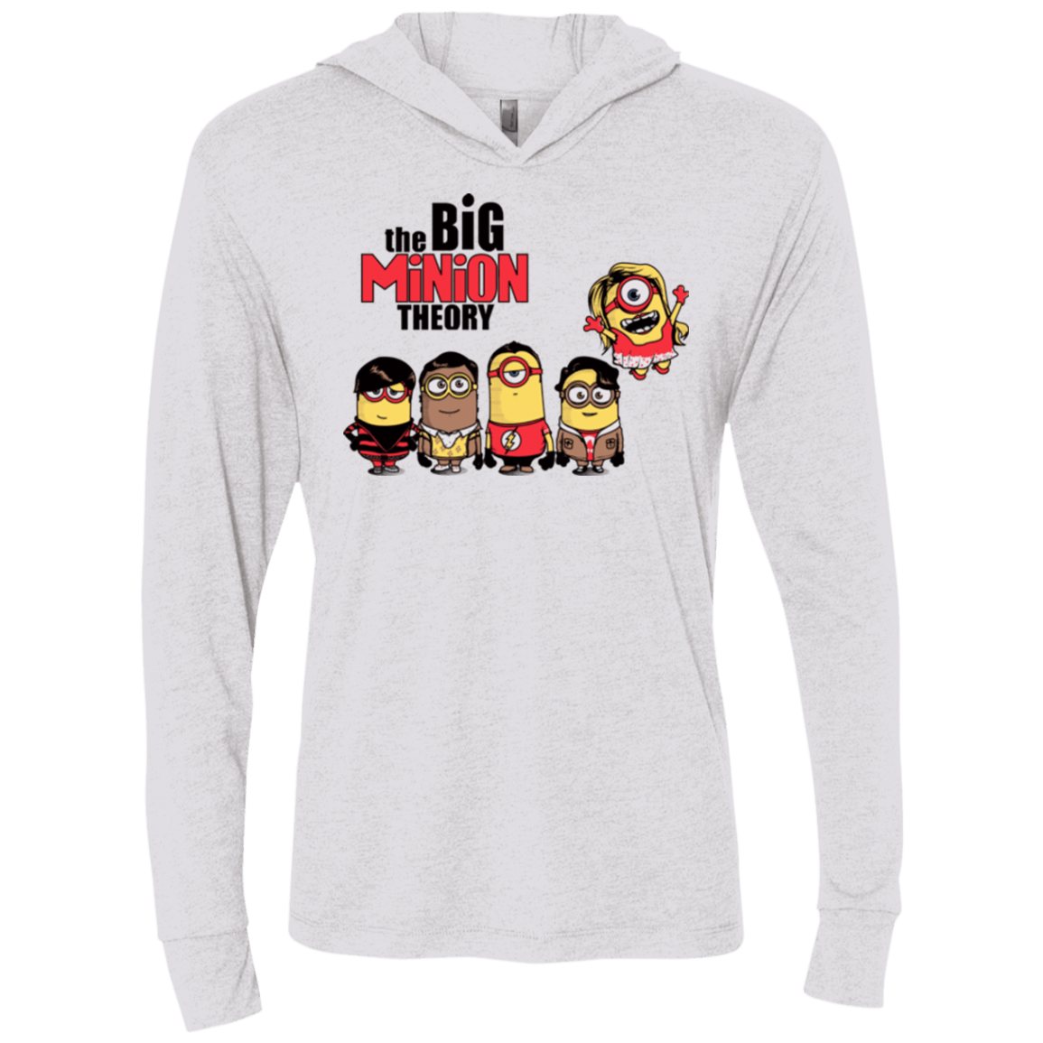 T-Shirts Heather White / X-Small THE BIG MINION THEORY Triblend Long Sleeve Hoodie Tee