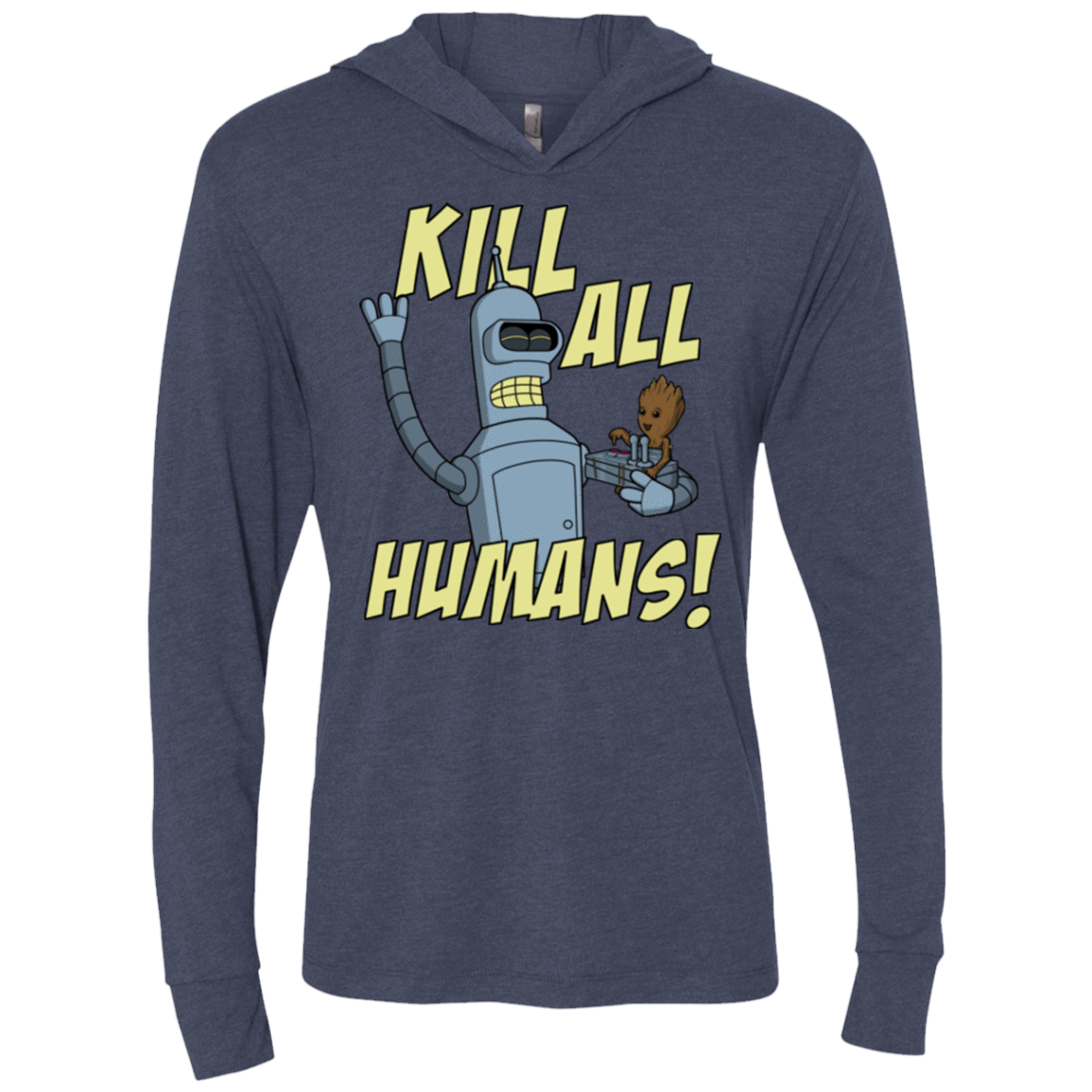 T-Shirts Vintage Navy / X-Small The Button Friends Triblend Long Sleeve Hoodie Tee