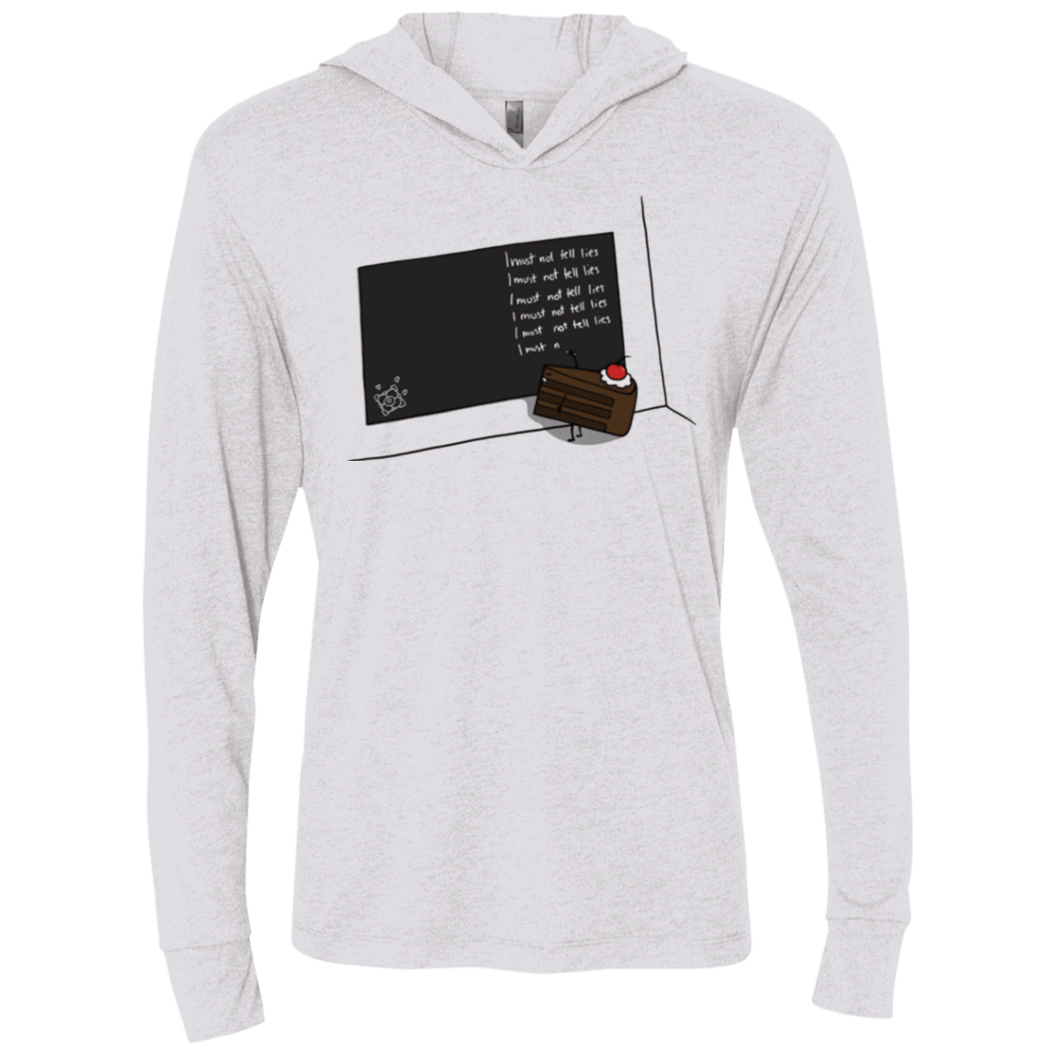 T-Shirts Heather White / X-Small The Cake is a Lie Triblend Long Sleeve Hoodie Tee