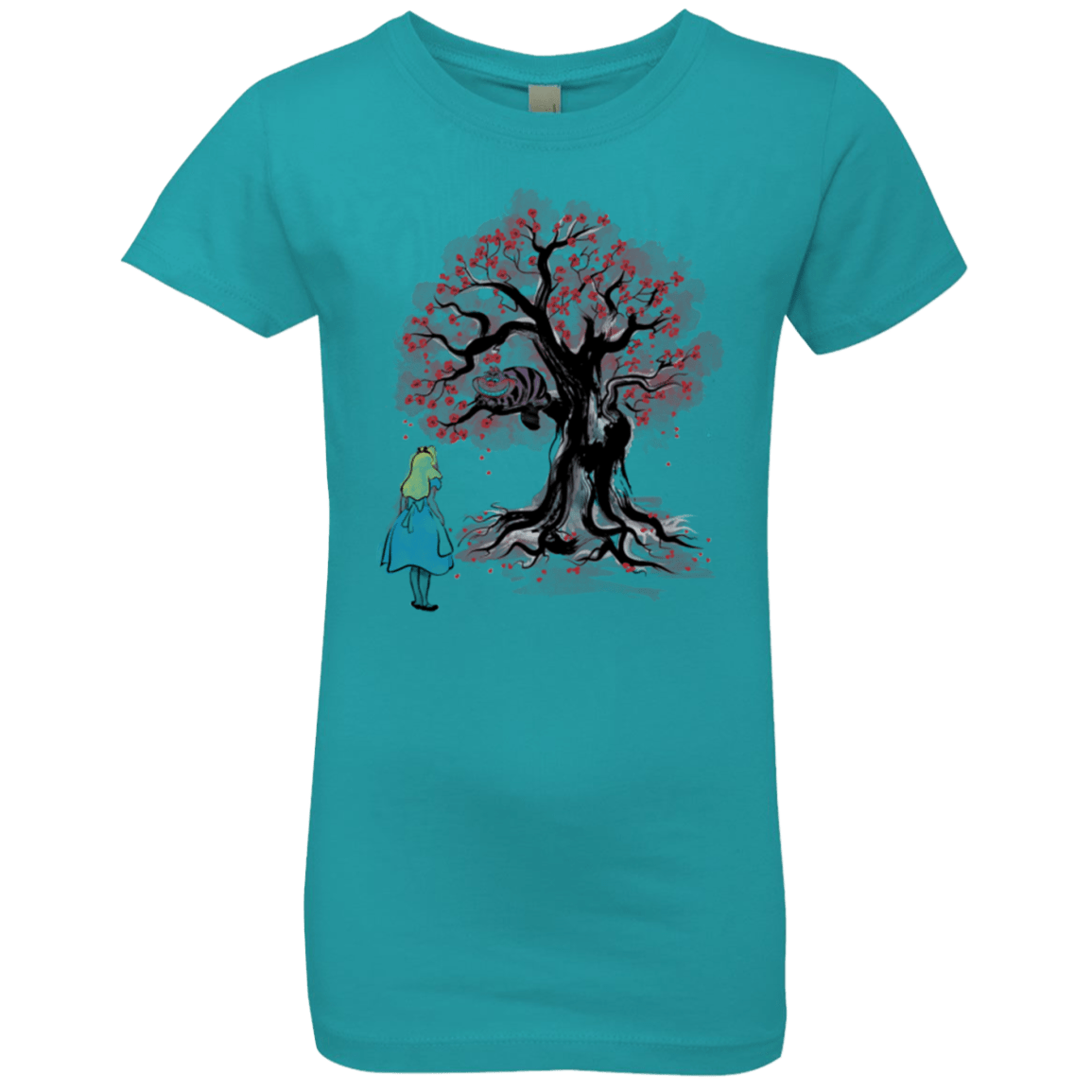 T-Shirts Tahiti Blue / YXS The Cheshire's tree Sumi-e Girls Premium T-Shirt